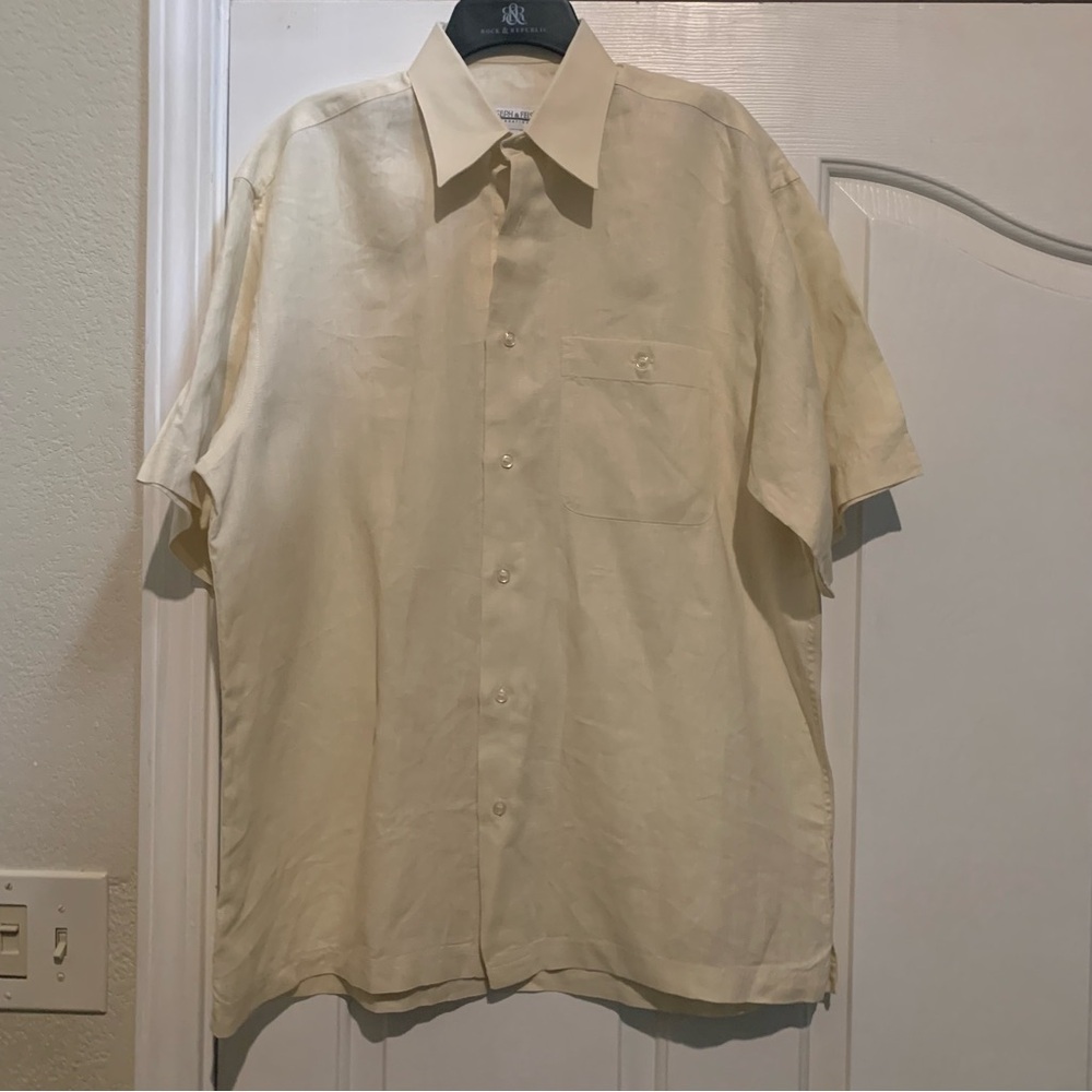 Men’s Joseph & Feiss Linen Short Sleeve Casual Button-Up Shirt